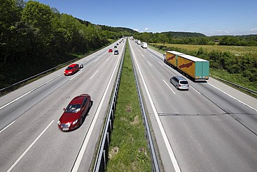 Autobahn A8 motorway near Irschenberg, Oberland, Upper Bavaria, Bavaria, Germany, Europe, PublicGround