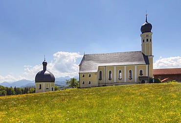 Pilgrimage Church of St. Marinus and Anian in Wilparting, Irschenberg district, Oberland, Upper Bavaria, Bavaria, Germany, Europe