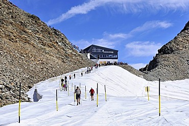 Stubai Glacier in the Stubai Alps during summer 2011, covered with sun-protective foil, Tyrol, Austria, Europe