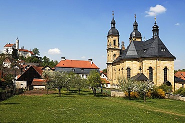 Baroque Basilica Goessweinstein, consecrated in 1739, architect Balthasar Neumann, Balthasar-Neumann-Strasse 7, Goessweinstein, Upper Franconia, Bavaria, Germany, Europe