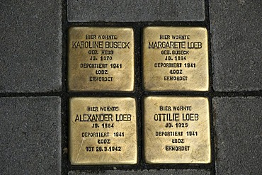 Memorial plaques for Jewish citizens, Frankfurt am Main, Hesse, Germany, Europe