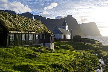 Church, Viï£¿areiï£¿i, Viï£¿oy, Faroe Islands, North Atlantic