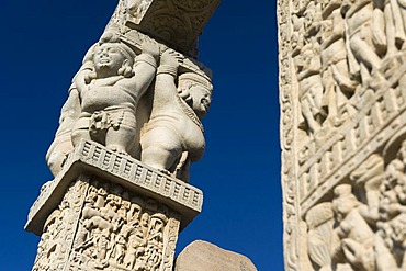 Stupas of Sanchi, UNESCO World Heritage site, built by King Ashoka, Mauryan dynasty, Sanchi, Vidisha in Madhya Pradesh, North India, India, Asia