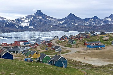 Houses, Tasiilaq, also known as Ammassalik, East Greenland, Greenland