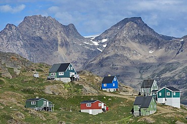 Houses, Tasiilaq, also known as Ammassalik, East Greenland, Greenland