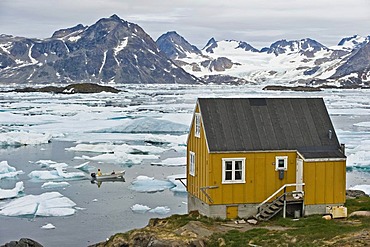 House on the fjord, Kulusuk, East Greenland, Greenland