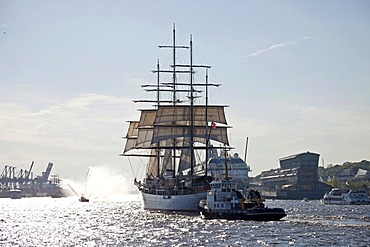 Three-masted luxury cruise ship, Sea Cloud, during the parade for the birthday celebrations for the port of Hamburg in 2011, Free and Hanseatic City of Hamburg, Germany, Europe