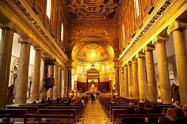 Interior of the Church of Santa Maria in Trastevere in Rome, Italy, Europe