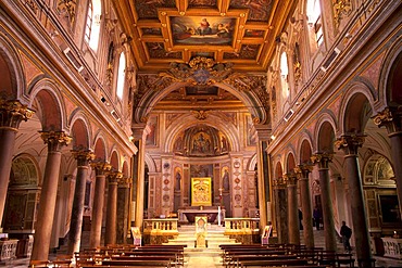 Interior of the Basilica of San Bartolomeo all'Isola on Tiber Island, Rome, Italy, Europe