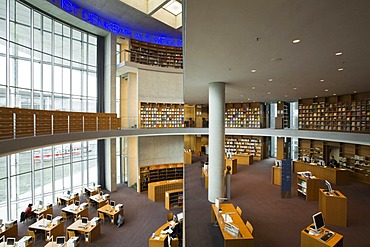 Library of Deutscher Bundestag, German parliament, Marie-Elisabeth-Lueders-Haus, building, view of the reading room, Berlin, Germany, Europe