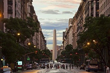 Obelisco de Buenos Aires, obelisk, Buenos Aires landmark, Plaza de la Republica, intersection of avenues Corrientes and 9 de Julio, Buenos Aires, Argentina, South America