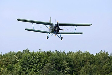 Antonov-2 biplane, celebration of the 100th anniversary of the airfield, in Lueneburg, Lower Saxony, Germany