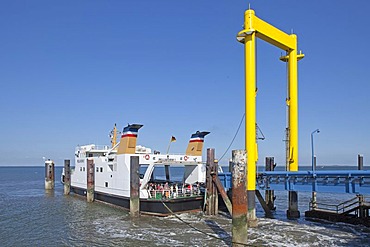 Ferry dock, Pellworm, North Friesland, Schleswig-Holstein, Germany, Europe