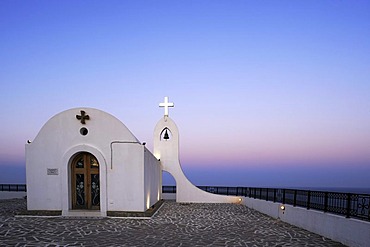 Agia Sophia Chapel at dusk, magic hour, Faliraki, Rhodes, Greece, Europe