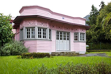 Creole architecture in Cilaos, Cirque de Mafate caldera, La Reunion island, Indian Ocean