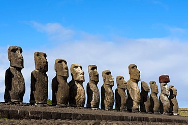 Moai statues, Ahu Tongariki, Rapa Nui or Easter Island, Chile, South America