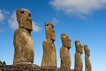 Moai statues, Ahu Akivi, Rapa Nui or Easter Island, Chile, South America