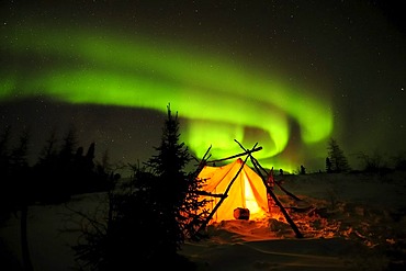 Northern Lights, aurora borealis above the Arctic, Hudson Bay, Manitoba, Canada