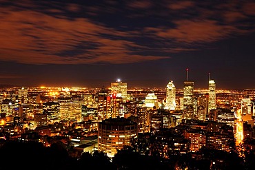 Montreal at night, view from Mont Royal, Quebec, Canada