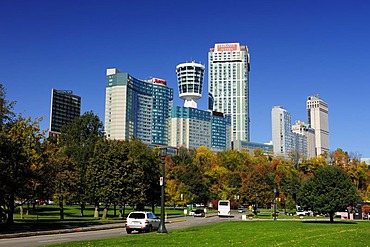 The hotels on the Canadian side of the Niagara Falls, Niagara Falls, Ontario, Canada, North America