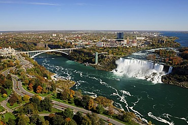 The Niagara Falls, view from above from a lookout tower, Niagara Falls, Ontario, Canada, North America