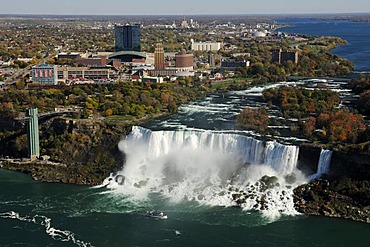 The Niagara Falls, view from above from a lookout tower, Niagara Falls, Ontario, Canada, North America