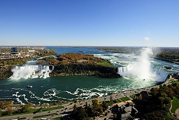 The Niagara Falls, view from above from a lookout tower, Niagara Falls, Ontario, Canada, North America