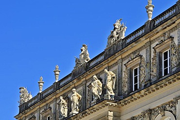 Schloss Herrenchiemsee palace, detail of the west facade, Bavaria, Germany, Europe