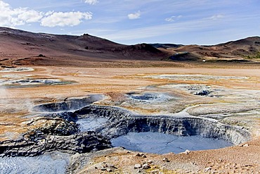 Mud lake on the solfatar field of Namanskard, Iceland, Europe