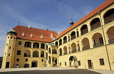 Inner courtyard, Burg Trausnitz Castle, Landshut, Lower Bavaria, Bavaria, Germany, Europe