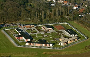 Aerial view, LVR Klinik Bedburg-Hau hospital, preventive custody, Goch, Niederrhein area, North Rhine-Westphalia, Germany, Europe