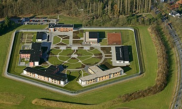 Aerial view, LVR Klinik Bedburg-Hau hospital, preventive custody, Goch, Niederrhein area, North Rhine-Westphalia, Germany, Europe