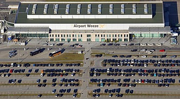 Aerial view, Weeze Airport, Niederrhein, North Rhine-Westphalia, Germany, Europe