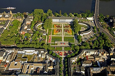 Aerial view, Bundesgartenschau horticulture show, BuGa 2011, Electoral Palace, Koblenz, Rhineland-Palatinate, Germany, Europe