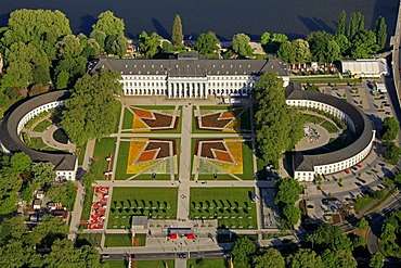 Aerial view, Bundesgartenschau horticulture show, BuGa 2011, Electoral Palace, Koblenz, Rhineland-Palatinate, Germany, Europe