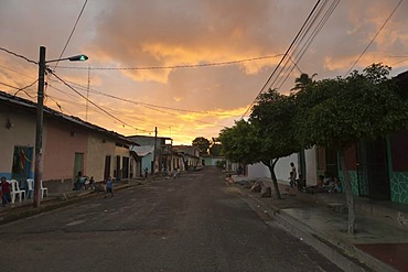 Callejeando street with brightly painted houses, Granada, Nicaragua, Central America