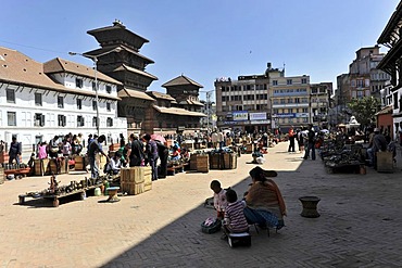 Durbar Square with many temples, pagodas and the ancient royal palace of Patan, Kathmandu, Nepal, Asia