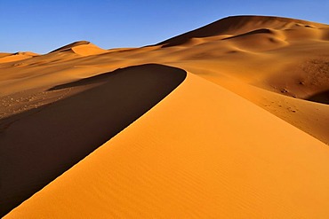 Sanddunes of the In Tehak region, Acacus Mountains or Tadrart Acacus range, Tassili n'Ajjer National Park, Unesco World Heritage Site, Algeria, Sahara, North Africa