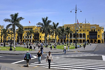 City Hall at the Plaza Mayor or Plaza de Armas, Lima, UNESCO World Heritage Site, Peru, South America