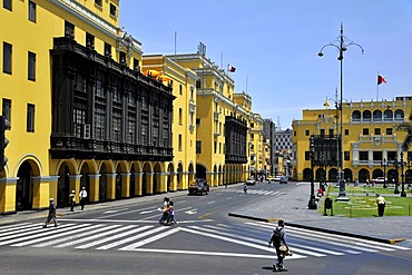 City Hall at the Plaza Mayor or Plaza de Armas, Lima, UNESCO World Heritage Site, Peru, South America