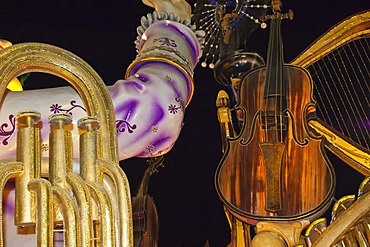 Float with musical instruments at the Gualeguaychu Carnival, Entre Rios Province, Argentina, Latin America