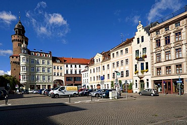 Reichenbacher Turm tower, Obermarkt market, Goerlitz, Saxony, Germany, Europe, PublicGround