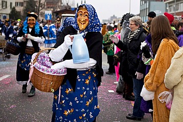 Taetsch-Haex mask group during the carnival procession, Littau, Lucerne, Switzerland, Europe