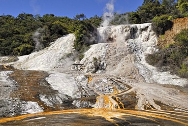 Rainbow and Cascade Terrace, Orakei Korako Cave and Thermal Park, Hidden Valley, Taupo, Rotorua, North Island, New Zealand