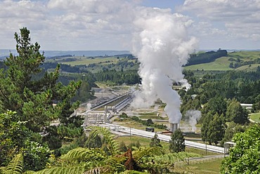 Geothermal power plant, Wairakei Borefield, North Island, New Zealand