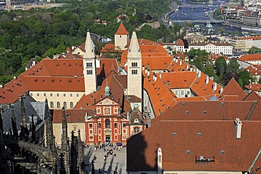 View from the south tower on the Hrad&any castle hill, UNESCO World Heritage Site, Prague, Czech Republic, Europe