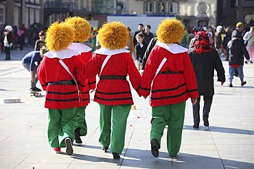 Group of women with wigs, Carnival street parade, Cologne, North Rhine-Westphalia, Germany, Europe