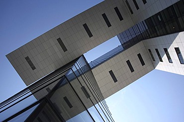 Modern architecture, Kranhaus, crane house, Rheinauhafen harbour, Cologne, North Rhine-Westphalia, Germany, Europe