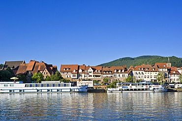 City view with Neckar river, Eberbach, Rhein-Neckar-Kreis district, Baden-Wuerttemberg, Germany, Europe