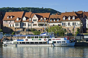 City view with Neckar river, Eberbach, Rhein-Neckar-Kreis district, Baden-Wuerttemberg, Germany, Europe